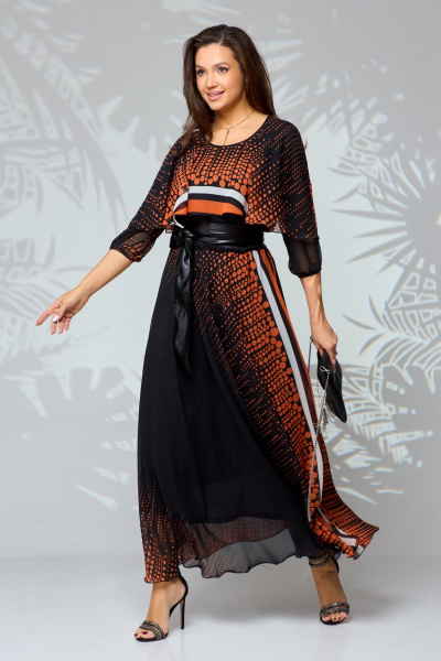 Платье Anastasia 1067.1 черный/оранжевый - фото 6