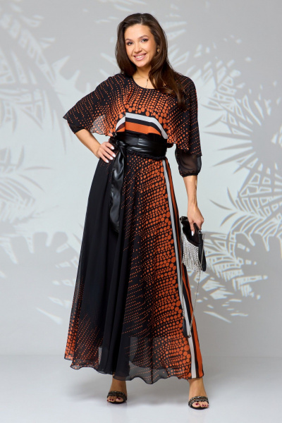 Платье Anastasia 1067.1 черный/оранжевый - фото 5