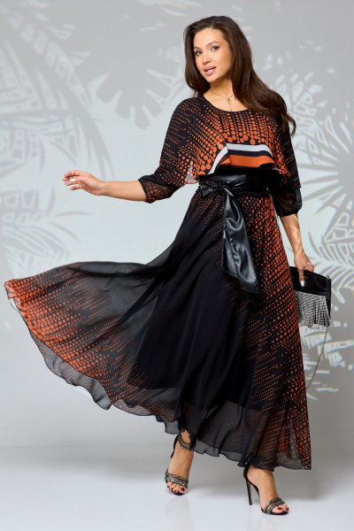 Платье Anastasia 1067.1 черный/оранжевый - фото 3