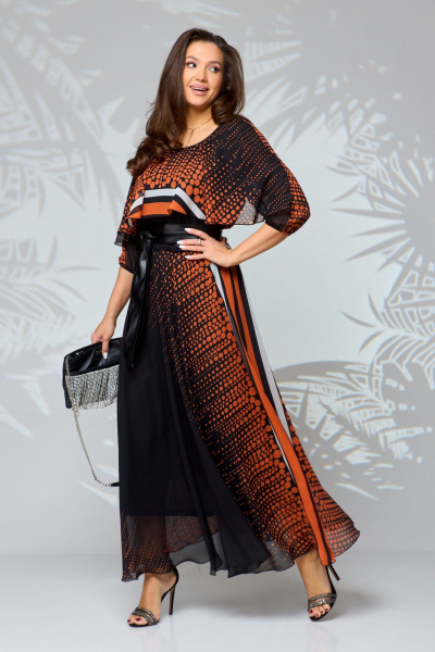 Платье Anastasia 1067.1 черный/оранжевый - фото 2