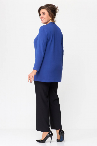Синяя трикотажная туника свободного кроя для повседневной носки Zlata 4434 василек - фото 3