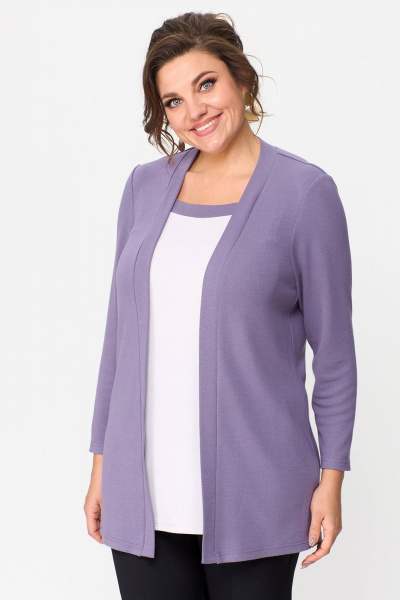 Фиолетовая трикотажная туника большого размера для комфортных образов Zlata 4434 сиреневый - фото 5