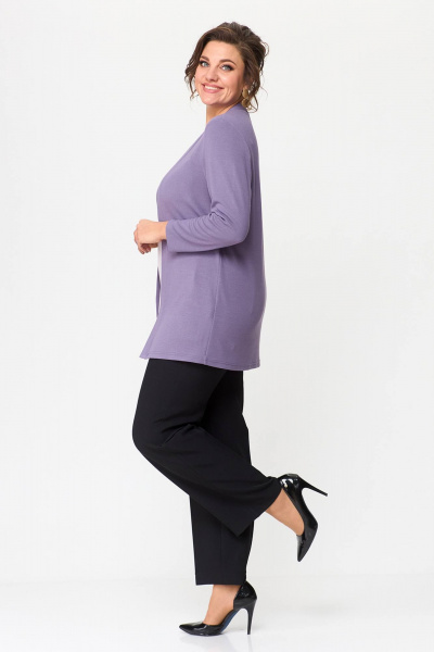 Фиолетовая трикотажная туника большого размера для комфортных образов Zlata 4434 сиреневый - фото 2