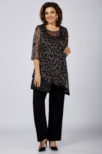 Блуза и брюки из сетки и текстиля нарядный Новелла Шарм А3952-1 - фото 1