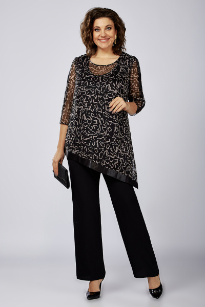 Блуза и брюки из сетки и текстиля нарядный Новелла Шарм А3952-1 - фото 3