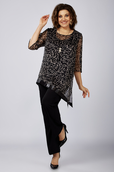 Блуза и брюки из сетки и текстиля нарядный Новелла Шарм А3952-1 - фото 6