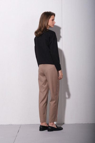 Бежевые брюки делового стиля из текстиля Luitui R2056 бежевый - фото 3