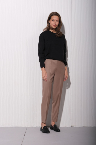 Бежевые брюки делового стиля из текстиля Luitui R2056 бежевый - фото 2