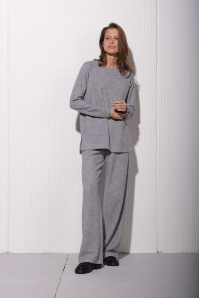 Трикотажные брюки и джемпер для повседневного образа Luitui R4032 серый - фото 1