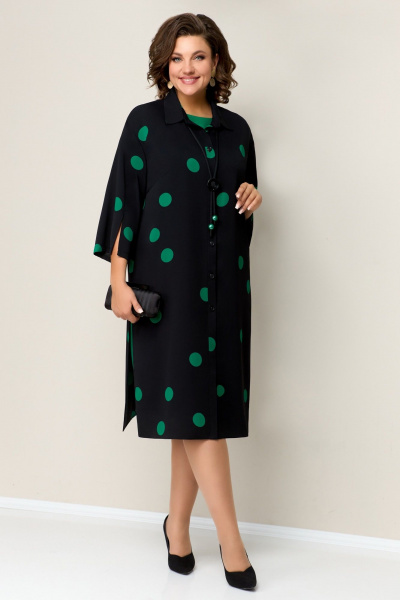 Блуза, платье VOLNA 1326 черно-изумрудный - фото 2