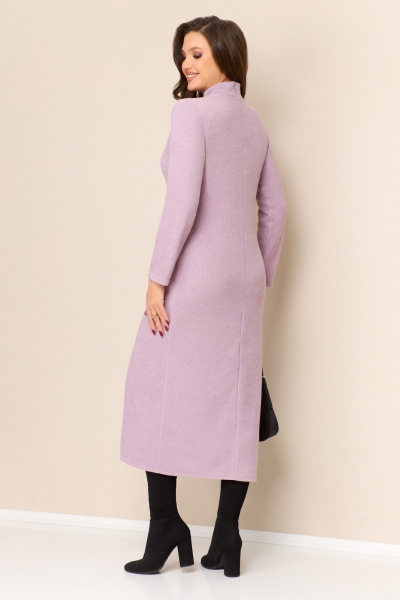 Платье полуприлегающего силуэта с разрезом из трикотажа VOLNA 1328 пудрово-розовый - фото 5