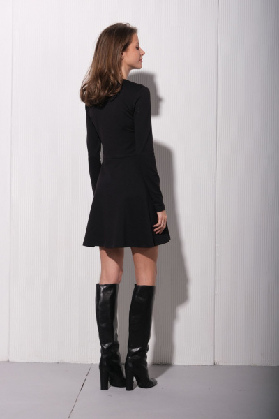 Круглогодичное платье на каждый день из трикотажа Luitui R1087 черный - фото 3