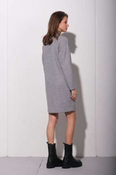 Круглогодичное платье в стиле на каждый день из трикотажа Luitui R1086 серый - фото 3