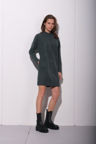 Круглогодичный стильный костюм из трикотажа и плащёвой ткани Luitui R1086 зеленый - фото 2