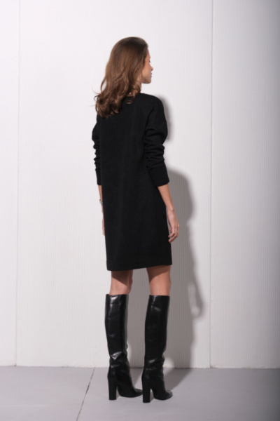 Круглогодичное платье в стиле на каждый день из трикотажа Luitui R1085 черный - фото 5