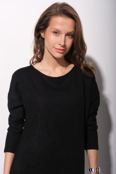 Круглогодичное платье в стиле на каждый день из трикотажа Luitui R1085 черный - фото 4