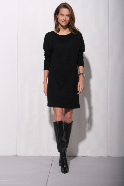 Круглогодичное платье в стиле на каждый день из трикотажа Luitui R1085 черный - фото 1