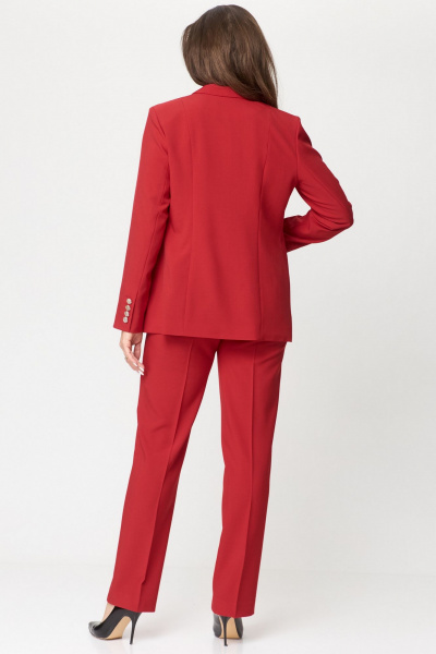 Костюм 2-ка: удлиненный жакет из текстиля и прямые брюки БелЭльСтиль 866-2_99_22+596-2_79_22 красный - фото 4