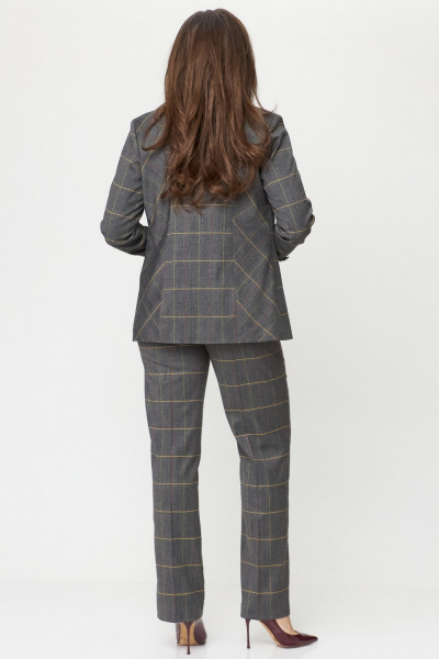 Костюм 2-ка: удлиненный жакет из текстиля и классические брюки БелЭльСтиль 866-2_99_22+596-2_89_22 клетка - фото 8