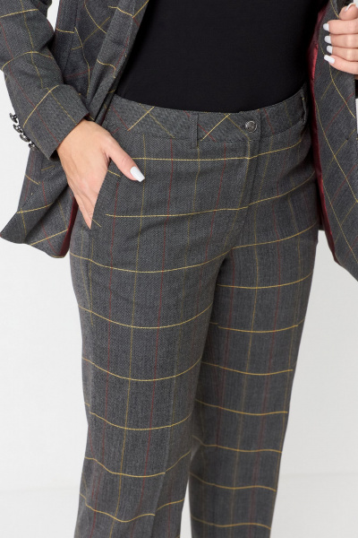 Костюм 2-ка: удлиненный жакет из текстиля и классические брюки БелЭльСтиль 866-2_99_22+596-2_89_22 клетка - фото 7