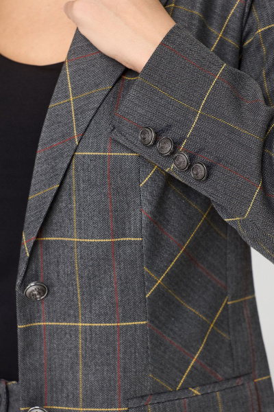 Костюм 2-ка: удлиненный жакет из текстиля и классические брюки БелЭльСтиль 866-2_99_22+596-2_89_22 клетка - фото 6