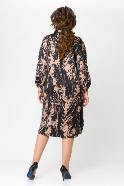 Платье-рубашка: свободный крой с имитацией слоя и пуговицами Solomeya Lux 961 капучино - фото 4