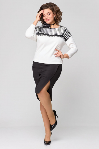Туника, юбка Мишель стиль 1164 черно-белый - фото 1