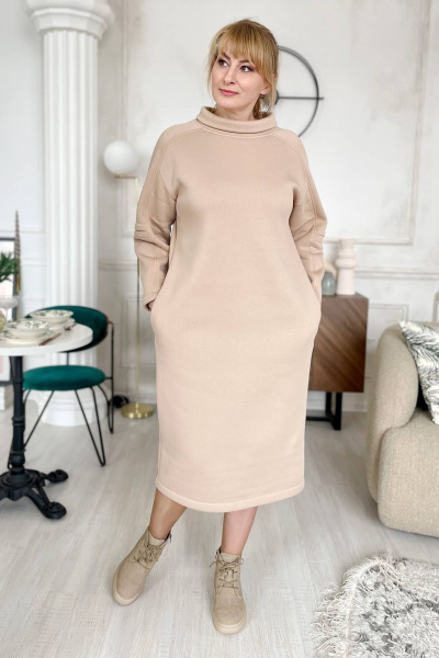 Платье Rumoda 2178 бежевый - фото 2