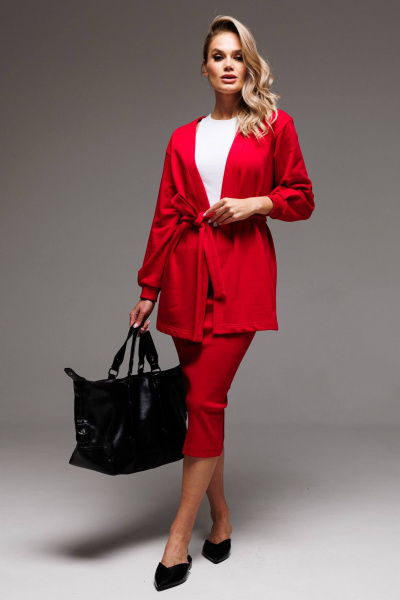 Деловой костюм из футера жакет и юбка из эластичной ткани GO F7064/11-02.164-170 - фото 1