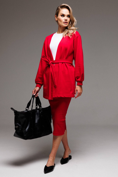 Деловой костюм из футера жакет и юбка из эластичной ткани GO F7064/11-02.164-170 - фото 4