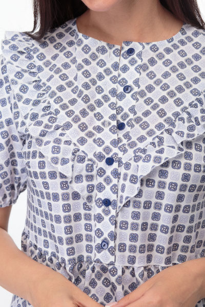 Платье из хлопка Prince с кокетками и рюшем Anelli 835 серый_принт - фото 6