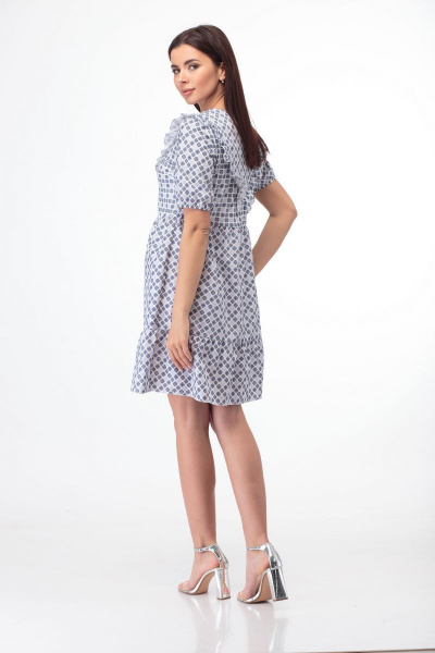 Платье из хлопка Prince с кокетками и рюшем Anelli 835 серый_принт - фото 4