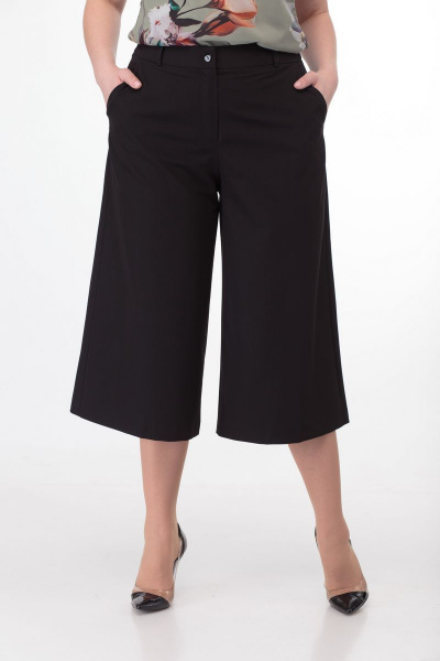 Классические кюлоты из хлопка с застежкой на гульфик Anelli 837 черный - фото 8