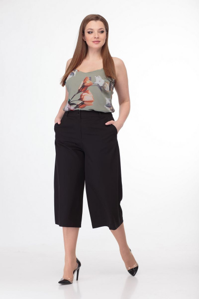 Классические кюлоты из хлопка с застежкой на гульфик Anelli 837 черный - фото 2