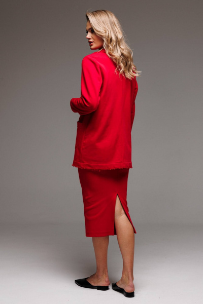 Стильный костюм из трикотажа с жакетом и юбкой с разрезом GO F7065/11-02.164-170 - фото 4