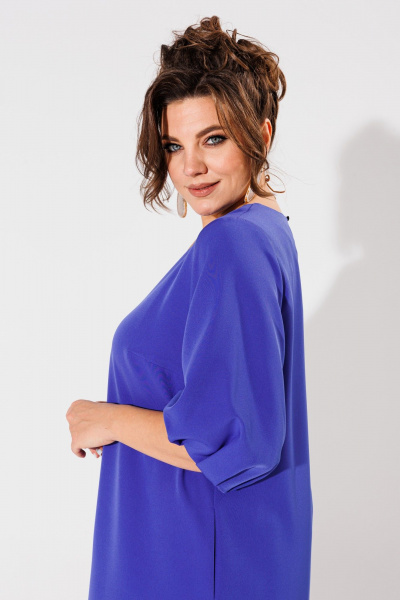 Элегантное платье из вискозы с рукавами 3/4 Anelli 1434.1 синий - фото 5