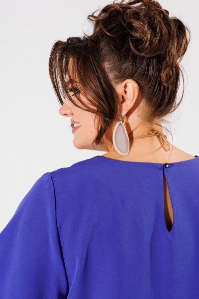 Элегантное платье из вискозы с рукавами 3/4 Anelli 1434.1 синий - фото 3