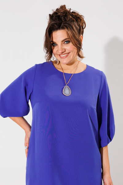 Элегантное платье из вискозы с рукавами 3/4 Anelli 1434.1 синий - фото 2