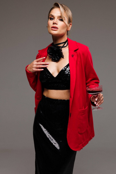 Деловой жакет из футера с воротником и лацканами GO F4065/11-02.164-170 - фото 9