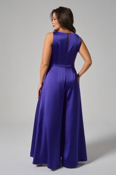 Фиолетовый атласный комбинезон с расклешенными брюками Панда 174423w фиолетовый - фото 3