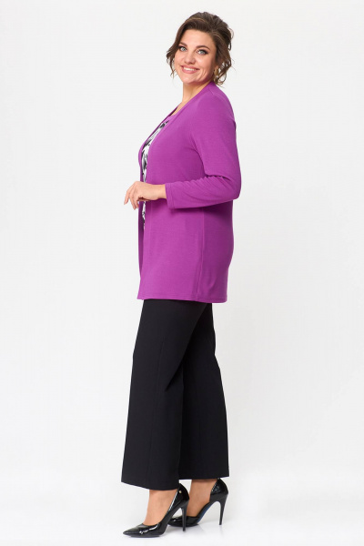 Демисезонная свободная туника из мягкого трикотажа Zlata 4434 фуксия - фото 2