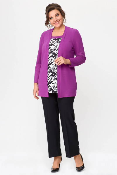 Демисезонная свободная туника из мягкого трикотажа Zlata 4434 фуксия - фото 1