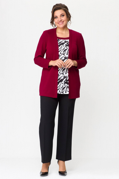 Туника свободного кроя из вискозы для повседневной носки Zlata 4434 бордовый - фото 1