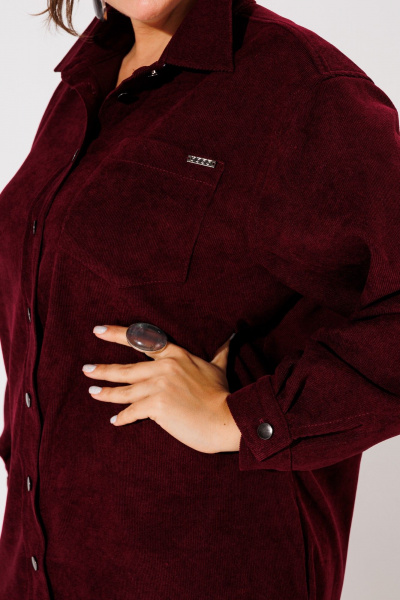 Платье-рубашка из вельвета с прямым кроем для повседневных образов Anelli 1435 вишня - фото 5