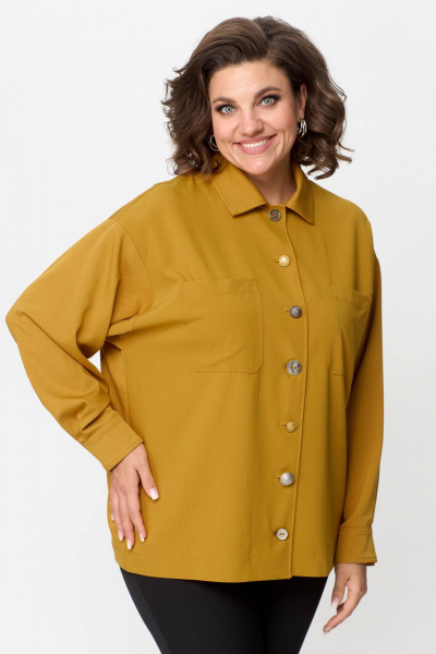 Рубашка свободного кроя на пуговицах, демисезонная Avenue 0310-2 горчица - фото 5