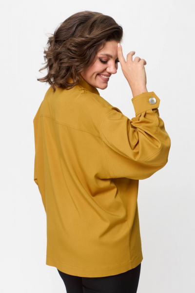 Рубашка свободного кроя на пуговицах, демисезонная Avenue 0310-2 горчица - фото 6