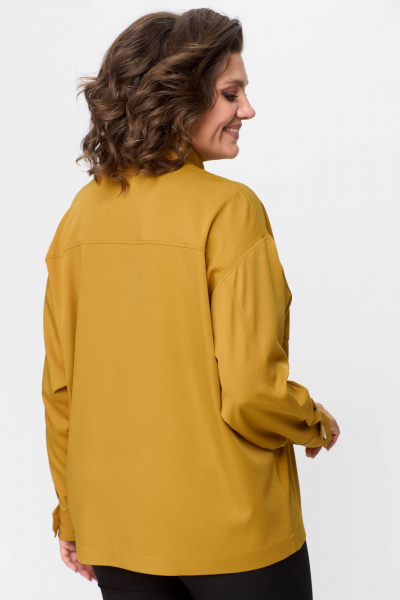 Рубашка свободного кроя на пуговицах, демисезонная Avenue 0310-2 горчица - фото 7