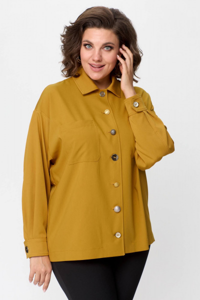 Рубашка свободного кроя на пуговицах, демисезонная Avenue 0310-2 горчица - фото 4