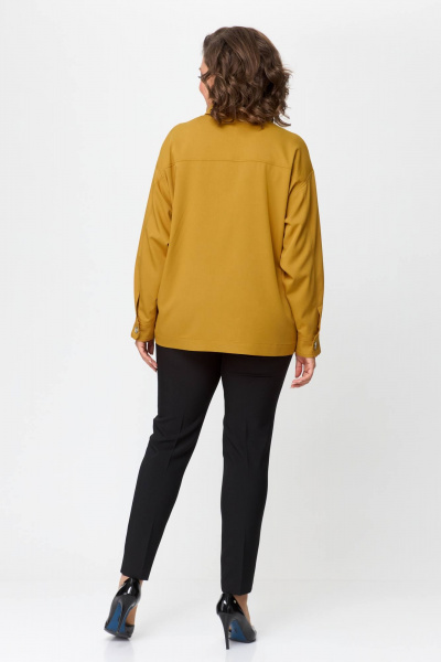 Рубашка свободного кроя на пуговицах, демисезонная Avenue 0310-2 горчица - фото 3