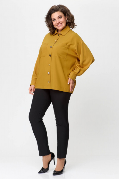 Рубашка свободного кроя на пуговицах, демисезонная Avenue 0310-2 горчица - фото 2